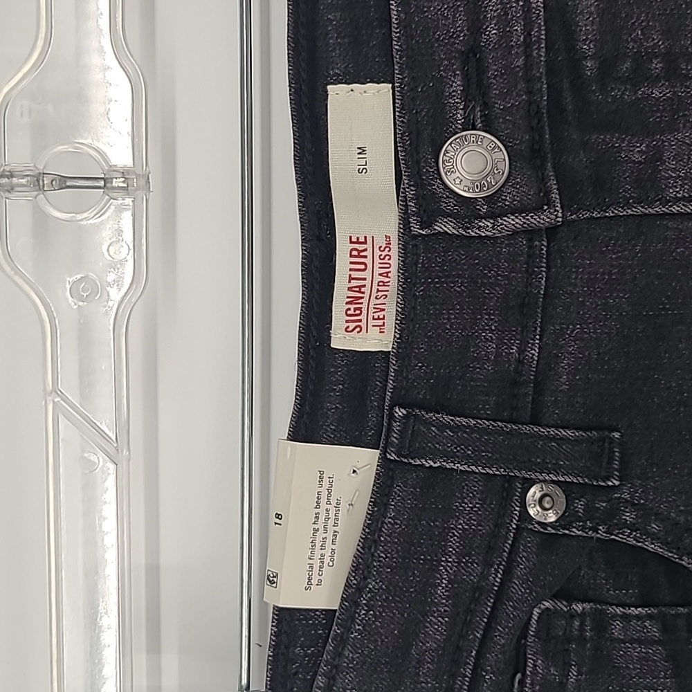 NWT Signature Levi Strauss black faded denim jeans boys size 18 slim - Picture 5 of 10